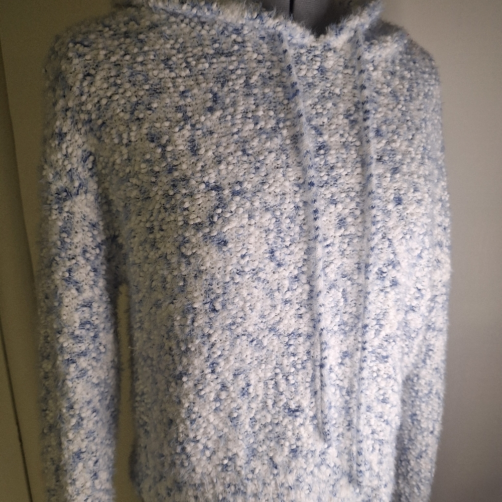 Ultra Flirt Cozy Blue and White TurtleneckSweater